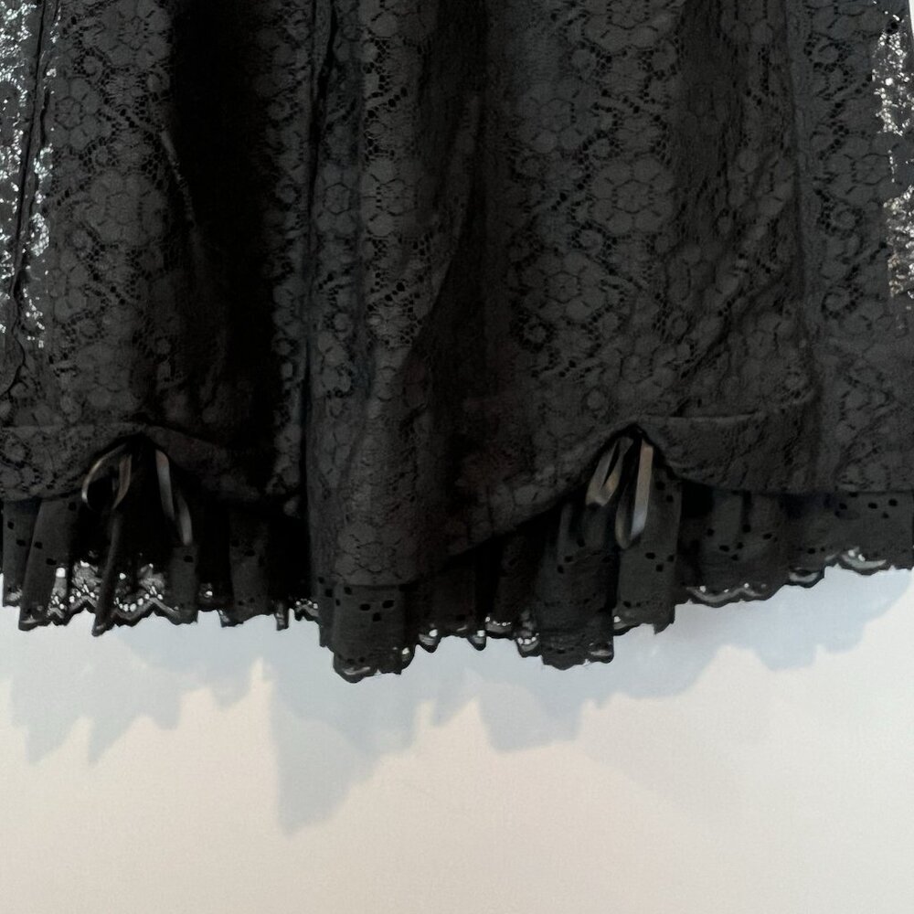 Vintage Black Lace Skirt Womens Size Small Bows Whimsigoth Witchy Kuro Lolita - Picture 3 of 10